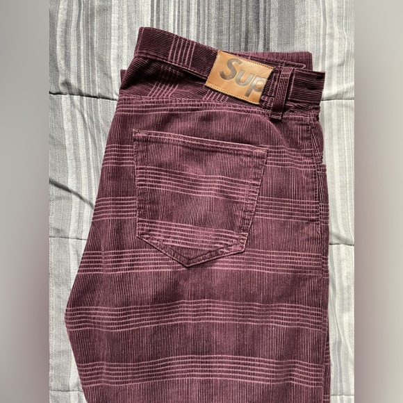 Supreme corduroy plaid pants plum purple 36